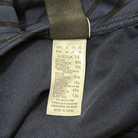 JETS by Jessika Allen High Neck Parallels Overlay Blue One Piece Swimsuit 10 - Picture 8 of 9